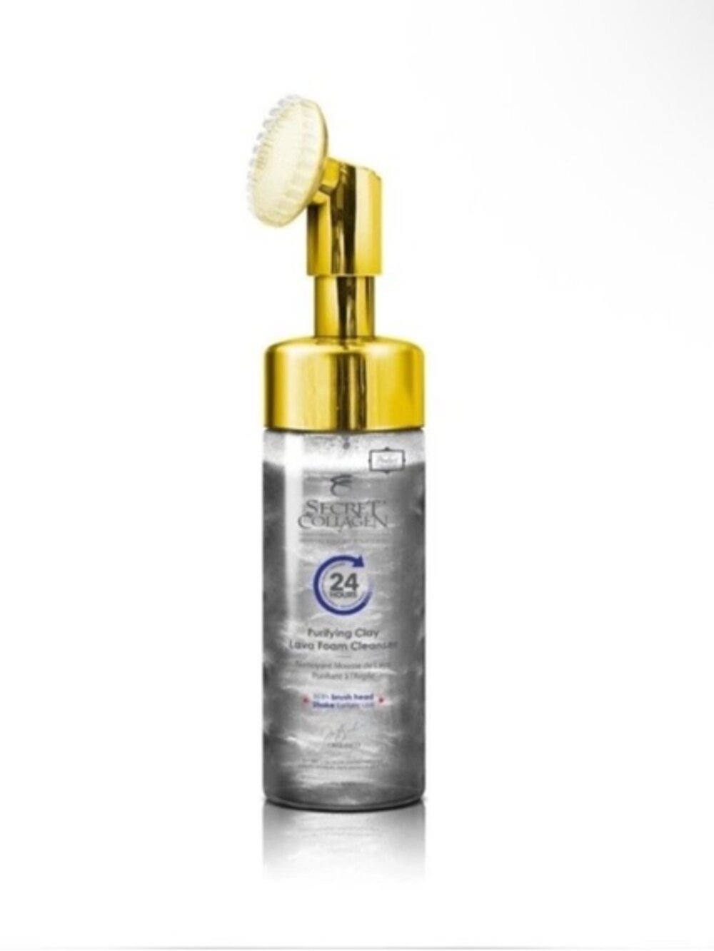 Secret Collagen 24k Gold-24 Hour Hydration Lava Foam Cleanser-Silicone Brush